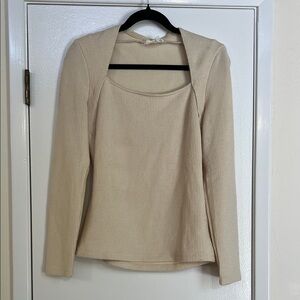 Anthropologie Beige Square Nexk Knit Top